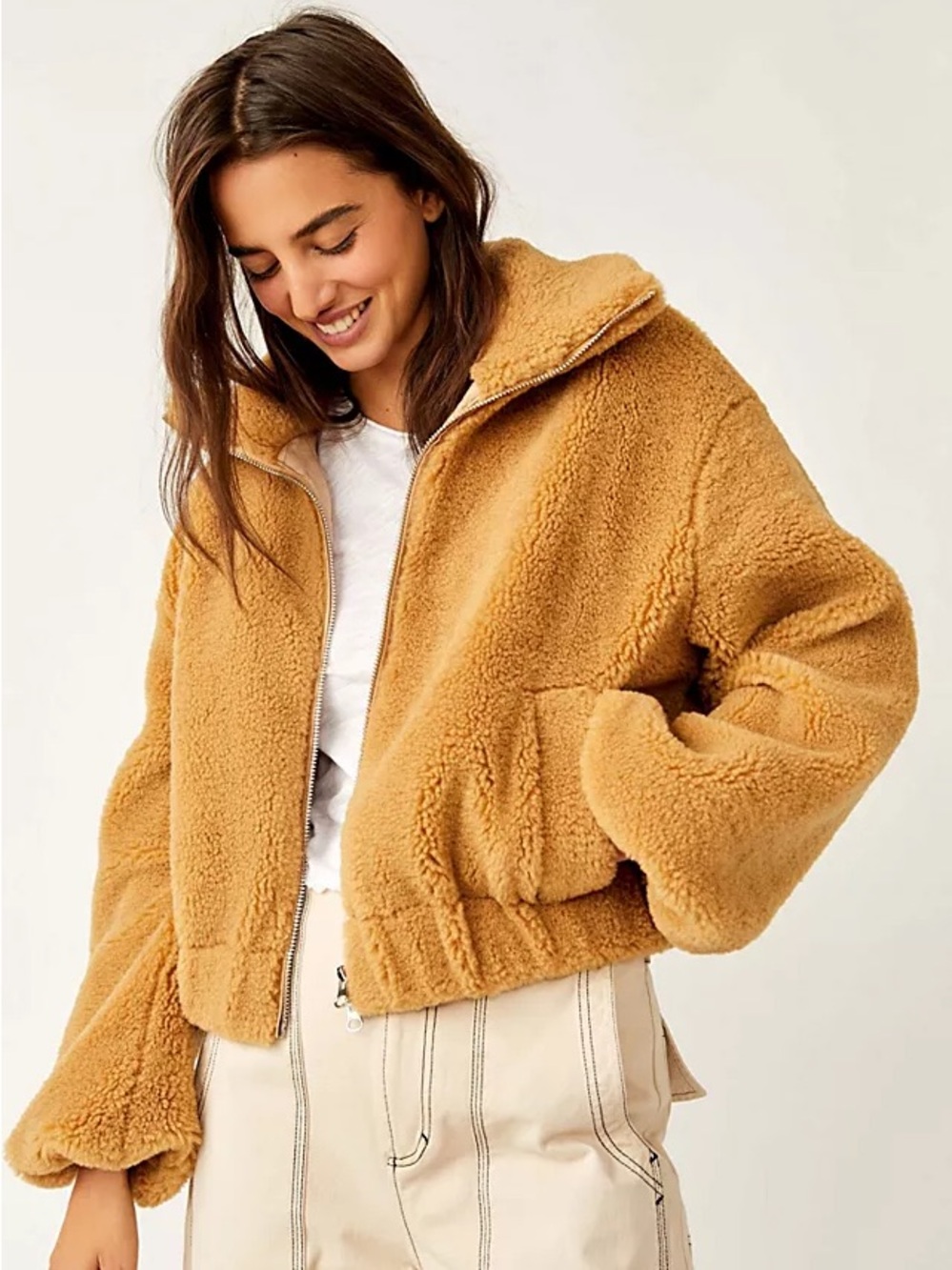 Cozy Teddy Zip-Up Jacket - Camel - Picture 2 of 10
